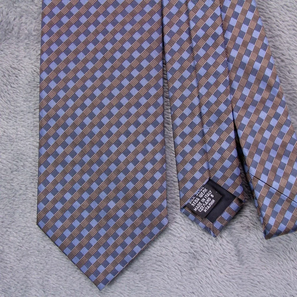 Hugo Boss Mens‎ Blue Geometric Neck Tie 100% Silk Made in Italy